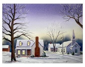 Early Christmas Morning (Original watercolor watercolor painting)