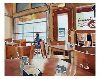 Coffee Shop (Original watercolor painting)