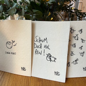 Set of 3 cleaning cloths &quot;The Dishwashing Gang&quot; - eDITION GUTE GEISTER