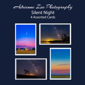 Silent Night Card Set, 4 cartes photo vierges, petit cadeau, photographie de nuit, astrophotographie canadienne pittoresque, nuit étoilée, cadeau pour lui