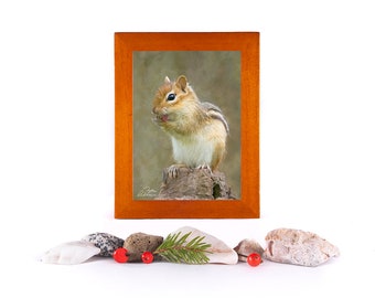Chipmunk Tabletop Mini Framed Animal Photo, small framed cute animal gift, chipmunk picture, tiny animal gift, Mother's Day gift, Canada