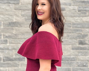 Cordelia Cold Shoulder Top Down Off Shoulder Summer Crochet Pattern