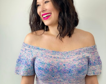 Flirty and Thriving Top Down Off the Shoulder Summer Crochet Pattern