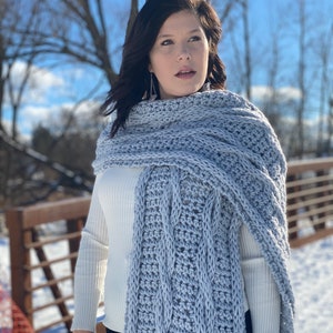 Live Loop Cable Wrap Oversized Shawl Crochet Pattern