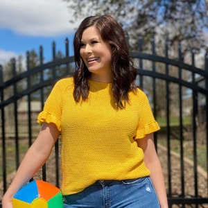 Relaxed Ruffle Tee Top Down Summer Crochet Pattern