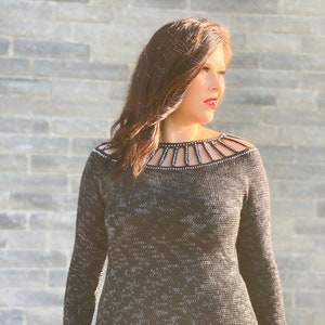 RBeadG Top Down Crochet Beaded Lace Yoke Sweater Pattern