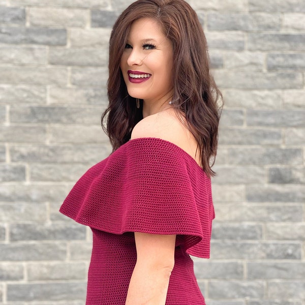 Cordelia Cold Shoulder Top Down Off Shoulder Summer Crochet Pattern