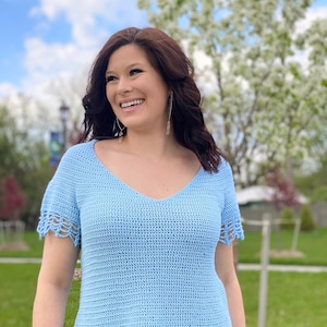 Camiseta Dicentra de cima para baixo com padrão de crochê de renda de verão