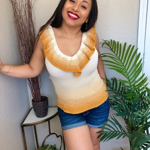 Incendiary Ruffled Tank Top Down Summer Crochet Pattern image 6