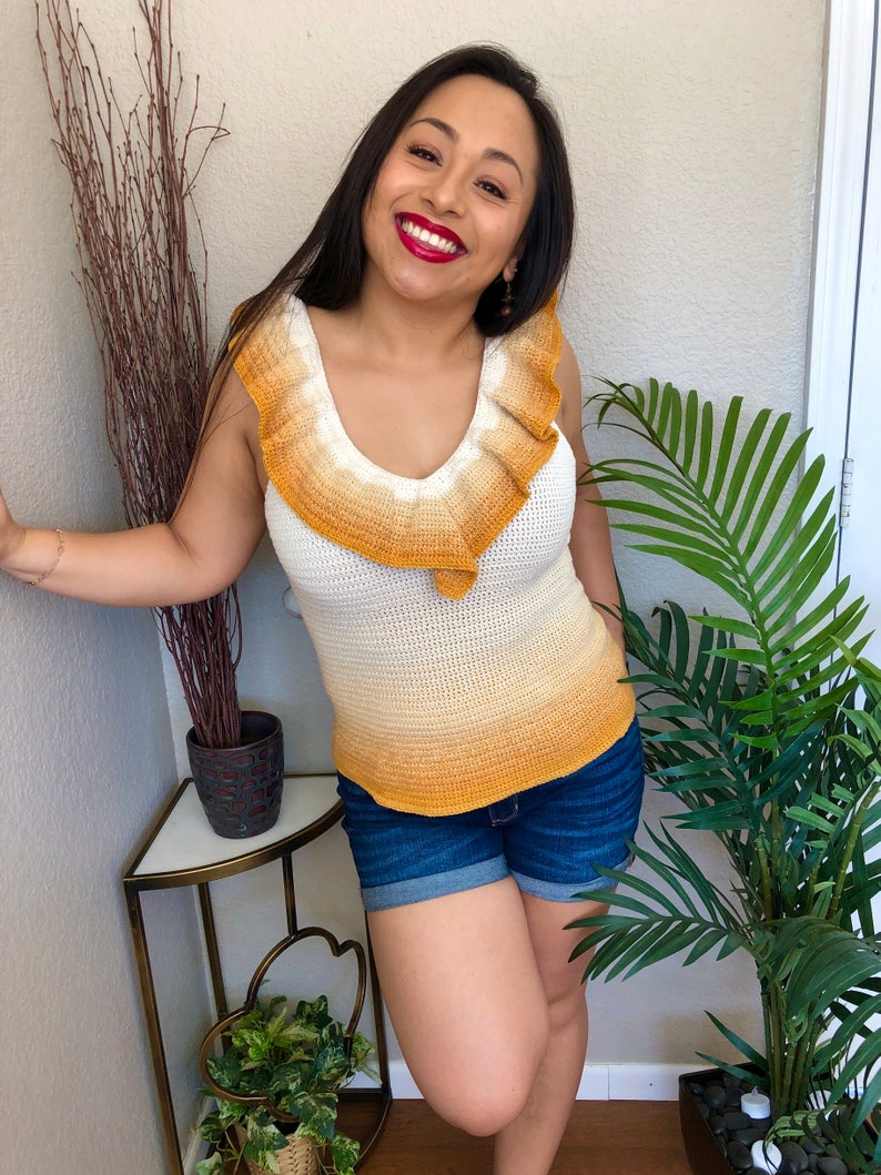 Incendiary Ruffled Tank Top Down Summer Crochet Pattern image 6