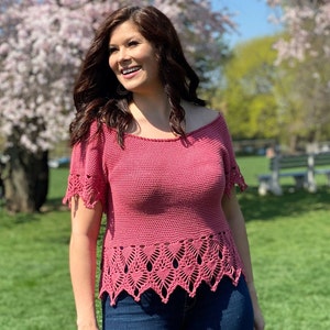 Tea Rose Top Top Down Off Shoulder Summer Crochet Pattern