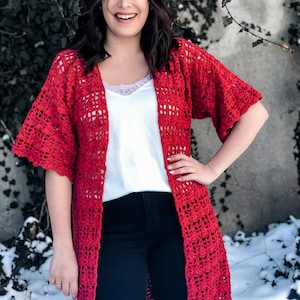 Meraki Cardi Top Down Crochet Lace Cardigan Sweater Pattern