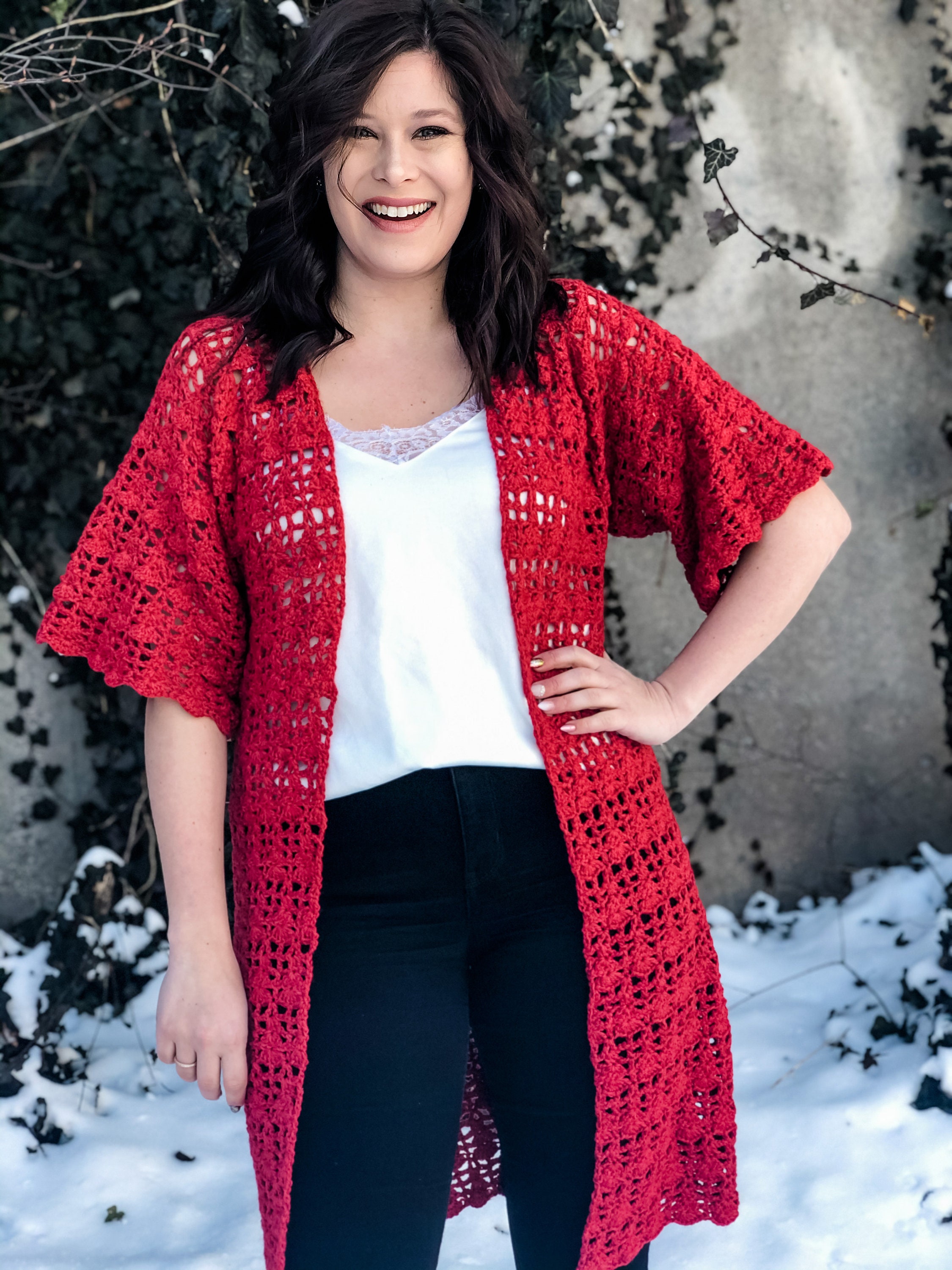 Meraki Cardi Top Down Crochet Lace 