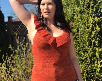 Incendiary Ruffled Tank Top Down Summer Crochet Pattern