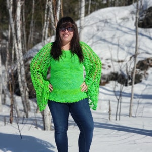 Pretty in PANK Top Down Crochet Lace Bell Sleeve Sweater - Etsy