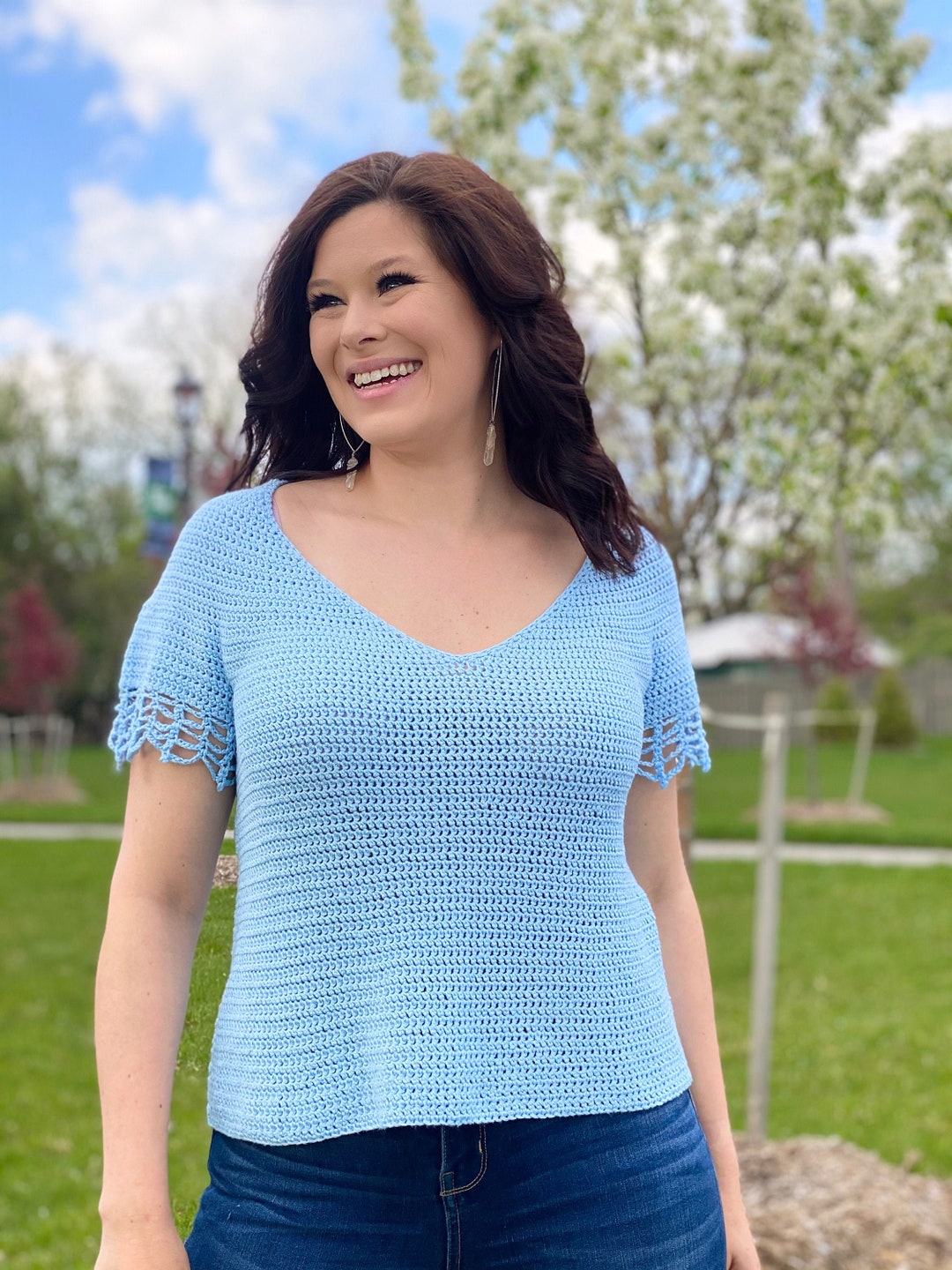 Dicentra Tee Top Down Summer Lace Crochet Pattern