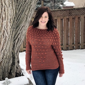Cascading Bobbles Top Down Crochet Sweater Pattern