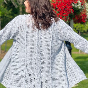 Revelry Bottom Up Live Loop Cable Crochet Cardi Pattern