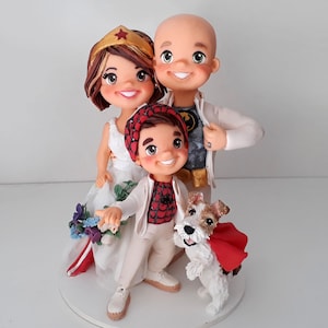 Superhero Family Wedding Cake Topper and Keepsake| Personalized by Lucy&#39;s Clay Designs