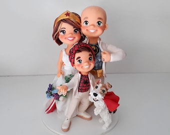 Superhero Family Wedding Cake Topper and Keepsake| Personalized by Lucy&#39;s Clay Designs