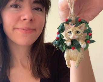 Custom Dog Christmas Ornament Custom Cat Custom Pet Handmade in Clay | Lucy’s Clay Designs