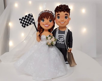 Race Car Driver Wedding Cake Topper | Personalized by Lucy&#39;s Clay Designs