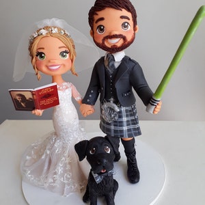 Bride and Groom Custom Made Scottish Wedding Cake Topper | Personalized by Lucy&#39;s Clay Designs