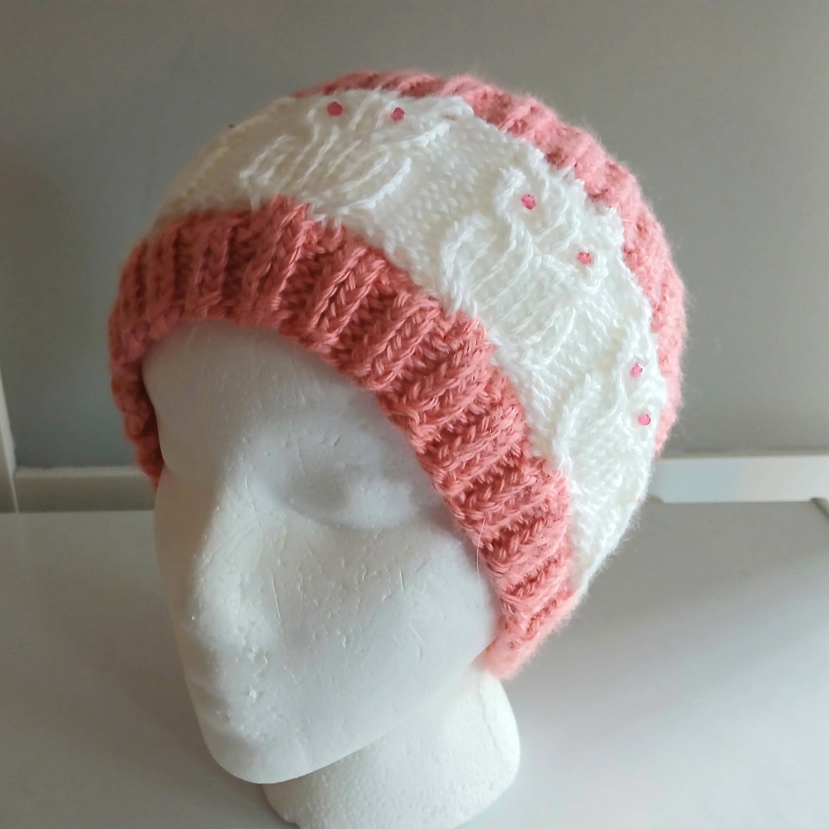 Hand Knitted Owl Hat or Headband, Custom Color removable Pom