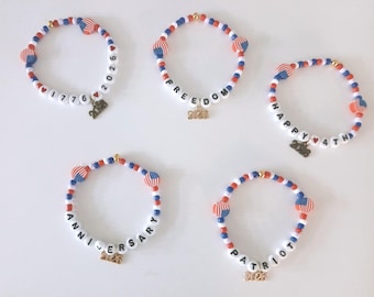 Patriottische vriendschapsarmbanden in rood, wit, blauw en vlagkralen
