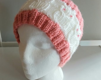 Hand Knitted Owl Hat or Headband, Custom Color Pom