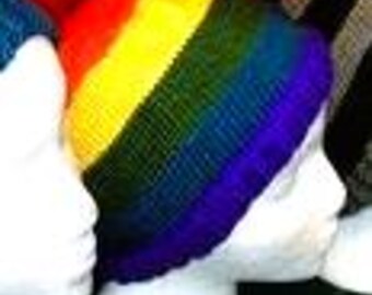 Rainbow Knit Beanie: Soft Acrylic Yarn, Handmade