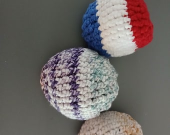 crochet cotton hacky sack with organic filling