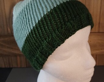 green hand knitted hats in your choice of color, style and pom pom