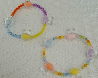 Bunny clear glass beaded friendship bracelet Easter basket filler