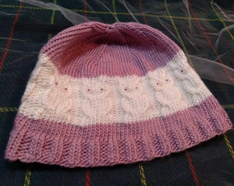 Purple hand knitted hats with your choice of color, style and pom pom