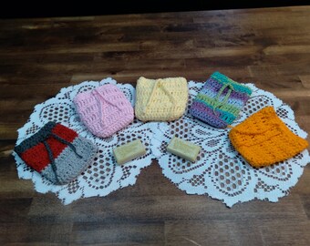 soap saver 2 crochet 100% cotton and natural soap sample custom color available