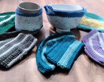 cozie set kop en schalen gehaakt magnetronbestendig
