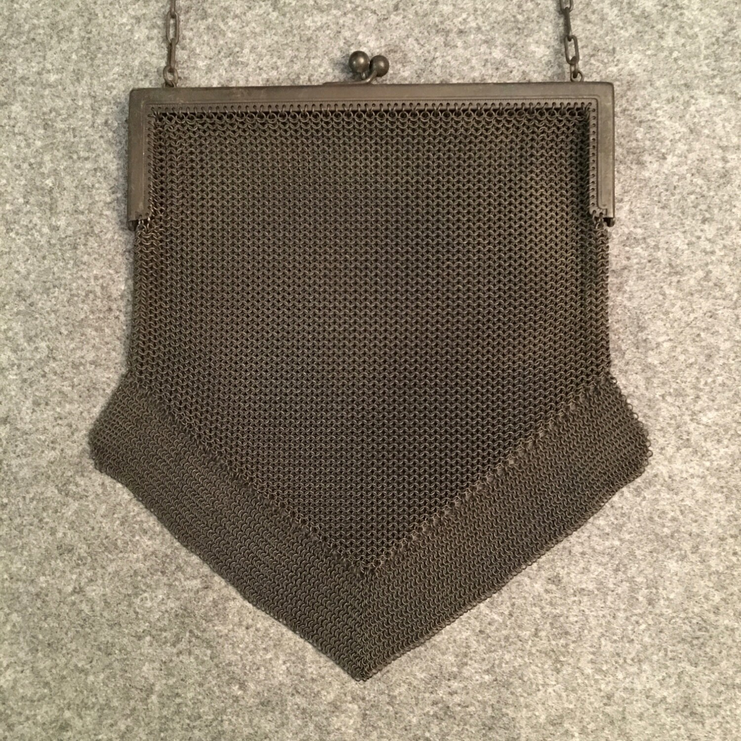 1920's Matte Black/gunmetal Chainmail Evening Bag - Etsy
