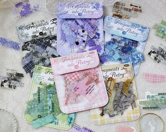 40 adesivi in PET con collage di nastro washi per scrapbooking, diari, pianificatori e altro ancora
