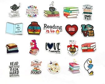 50 pcs I Love Reading Aesthetic INS Kawaii Stickers PVC Laptop Stickers Planners Ephemera Scrapbooks Journals Collage Books Reading