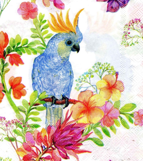 Paper Napkins for Decoupage Serviettes 33 x 33cm Bright Flower and Bird  Napkins, Decoupage, Junk Journals, Crafts, Scrapbooking Paper Napkin