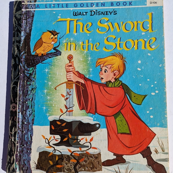 Little Golden Book Walt Disney's The Sword in The Stone Hardcover Vintage Children's Little Golden Book Vintage Kids Books Junk Journals