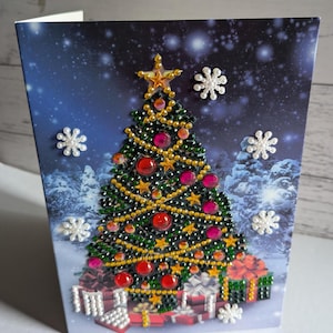 Christmas Tree Festive Christmas Greetings Card Luxury Diamond Art Holiday Card Diamond Painting Special Greetings Card Festive Card