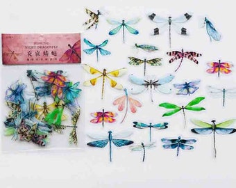 Dragonfly Insect Stickers Clear Feather Vellum Stickers Junk Journals Scrapbooking Card Making Stickers Mixed Media Collage 40 pcs