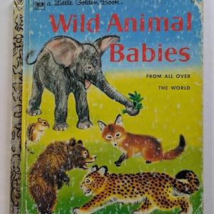 Little Golden Book of Wild Animal Babies Vintage Children&#39;s Book Vintage Hardback Little Golden Book Vintage Kids Books Junk Journals