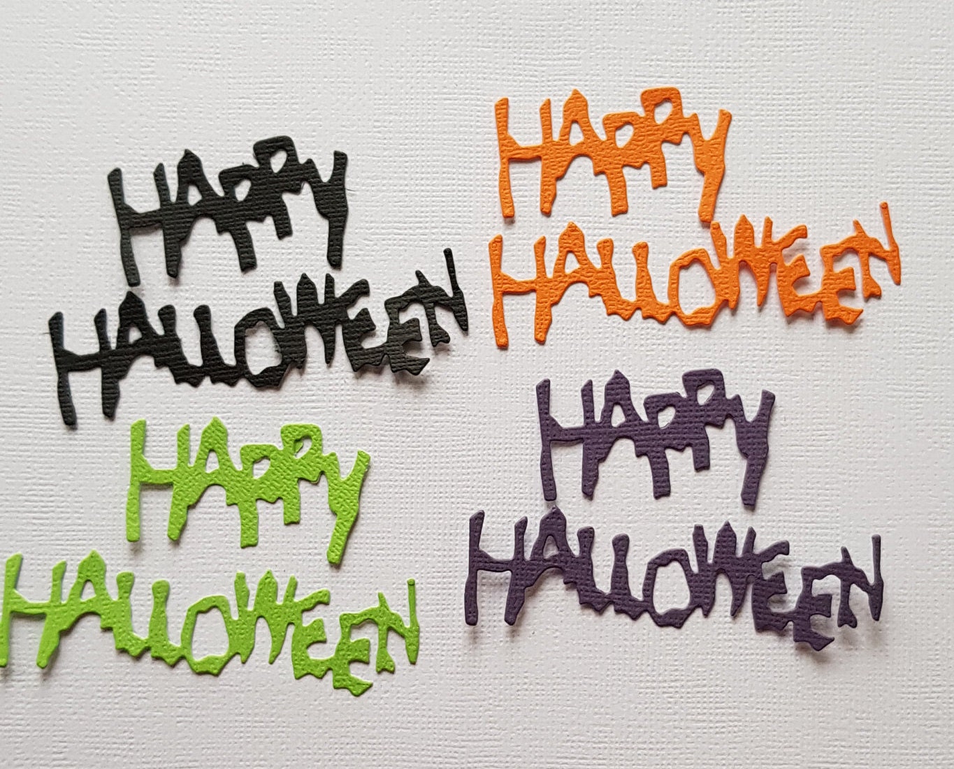 Happy Halloween Die Cut Scripty Word Greeting Embellishments x 6 PC Sentiment