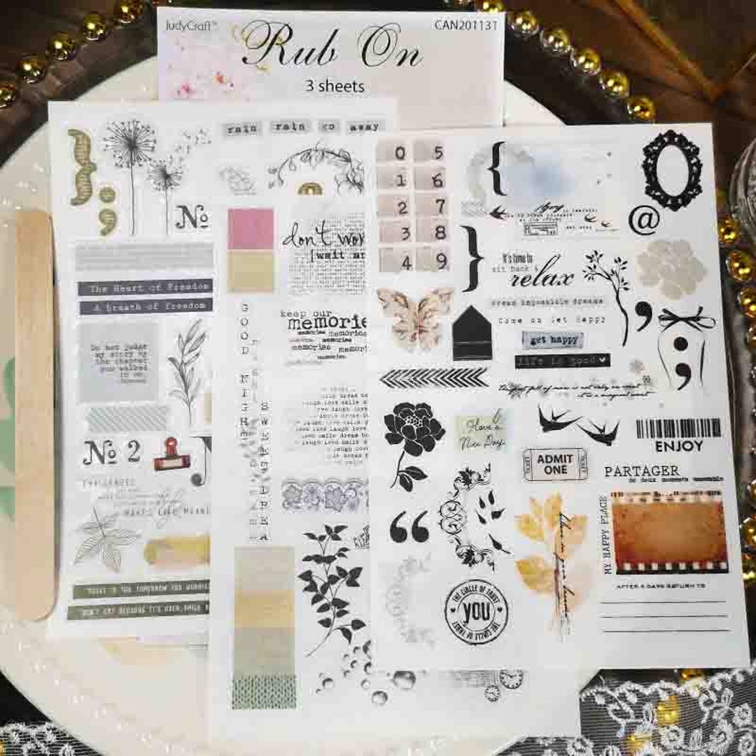 3 Sheets Rub on Transfer Sticker Sheets Rub on Stickers Junk Etsy