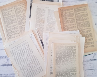 20 Vintage Book Pages for Junk Journals, Ephemera Packs