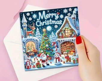 Generish 6er Set DIY Diamond Painting Weihnachtskarten – 5D Strass, Komplett Mit Werkzeug | Bastelset Für Kinder & Erwachsene