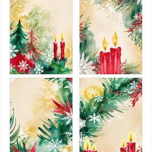 Junk Journal Ephemera Vintage Aquarell Weihnachten Scrapbooking Karten Toppers Journal Karten Collage Sheet Printables 2 Bögen 8 Karten